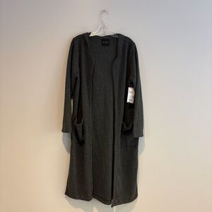 Dictionary Hooded Cozy Collective Long Dark Gray Cardigan